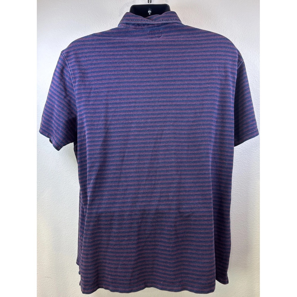 Levi's Mens Polo‎ Shirt XXL Navy Blue Red Stripe Short Sleeve Pocket Casual - Picture 3 of 5